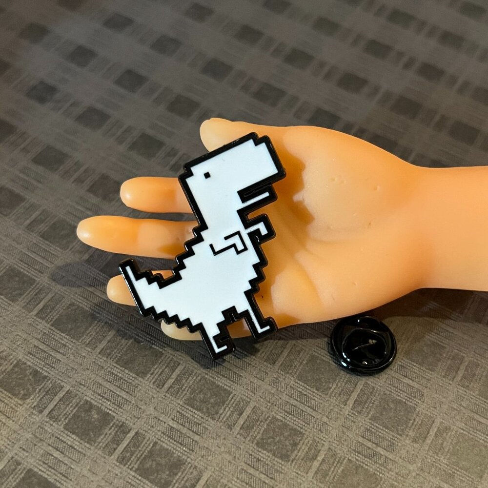 Pixel Dinosaur Enamel Pin  | No Internet Dino Game | 404 Error | T-Rex Game